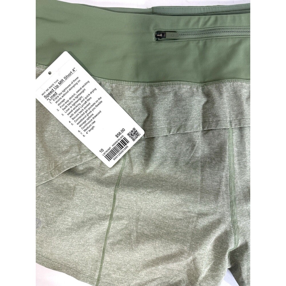 Lululemon Speed Up MR Short 4” Lined Heather Lux Multi Green 10 Tall Running NWT - Picture 6 of 12